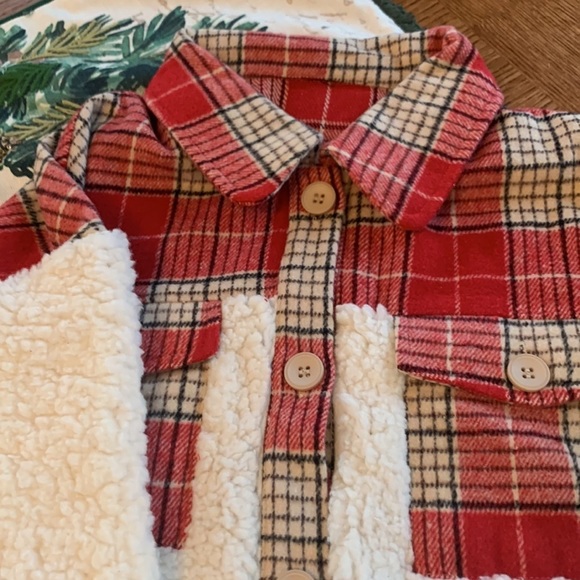New Teddy jacket button up white and plaid - Picture 7 of 7
